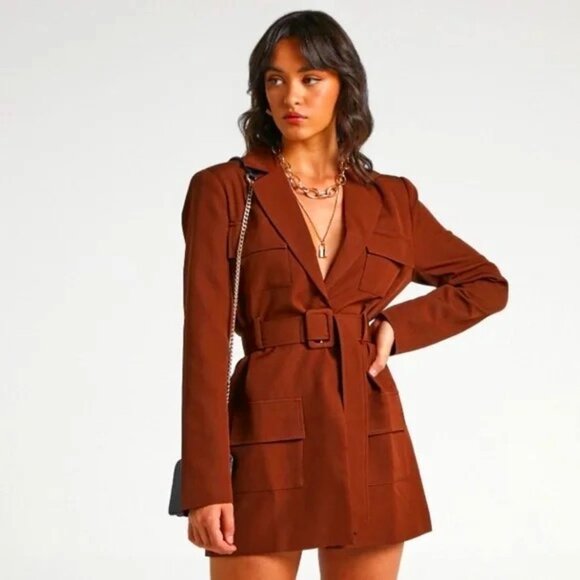 Lioness Dresses & Skirts - 🤎Lioness🤎Steinway Belted Chocolate Brown Mini Blazer Dress